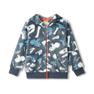 Hatley Fuzzy Fleece Zip Up - Dino Fossils