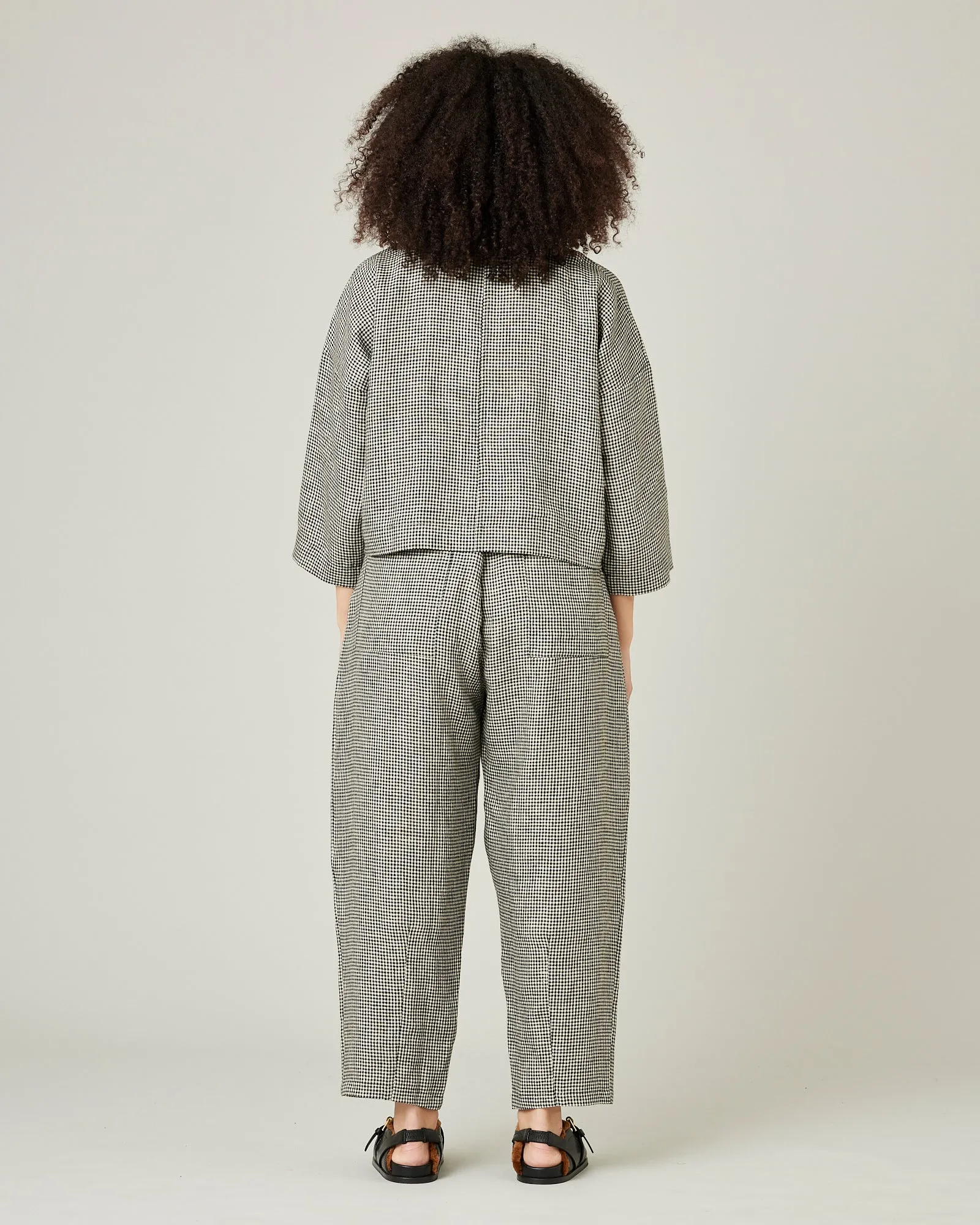Huxley Black & Stone Micro Gingham Linen Trousers
