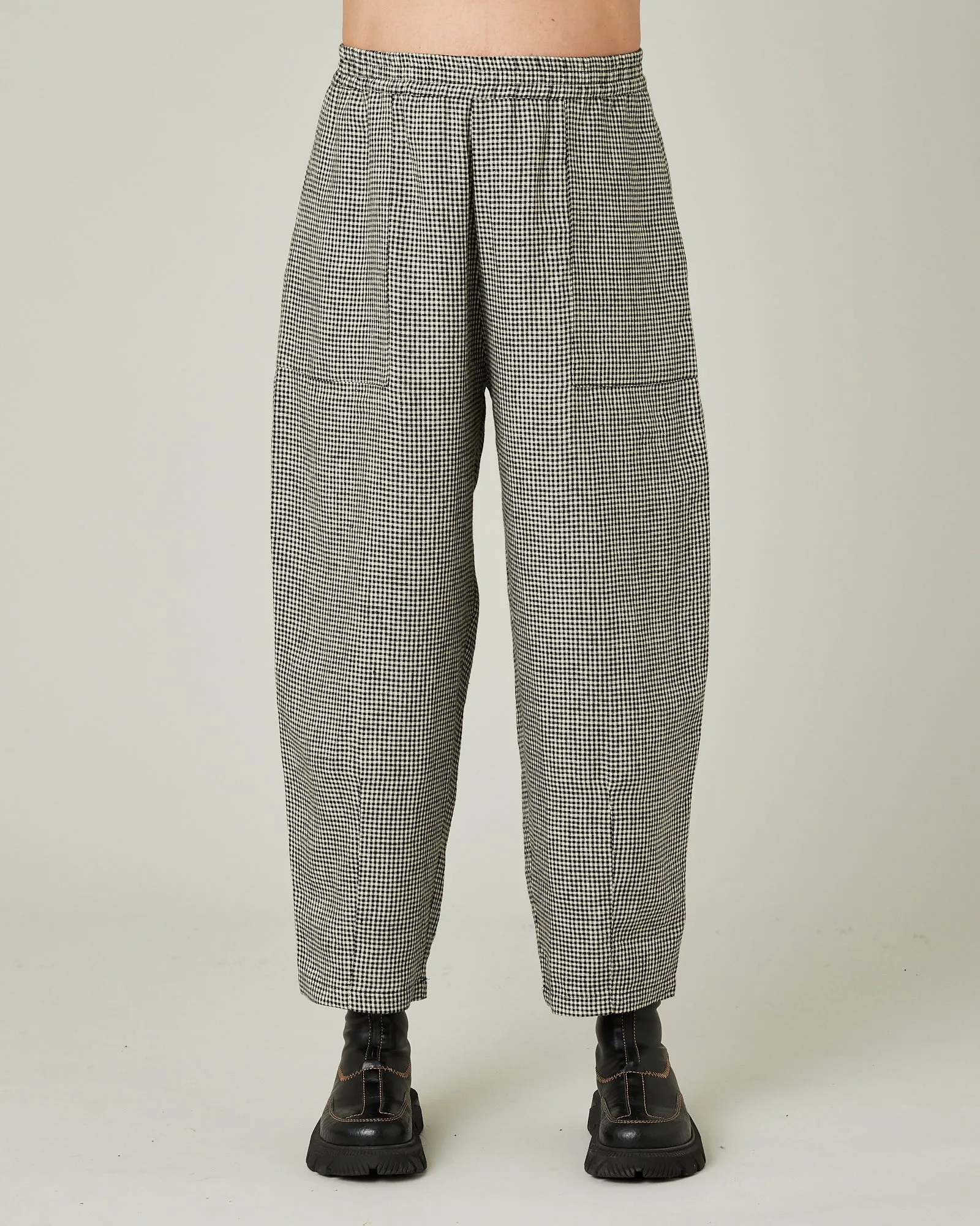 Huxley Black & Stone Micro Gingham Linen Trousers