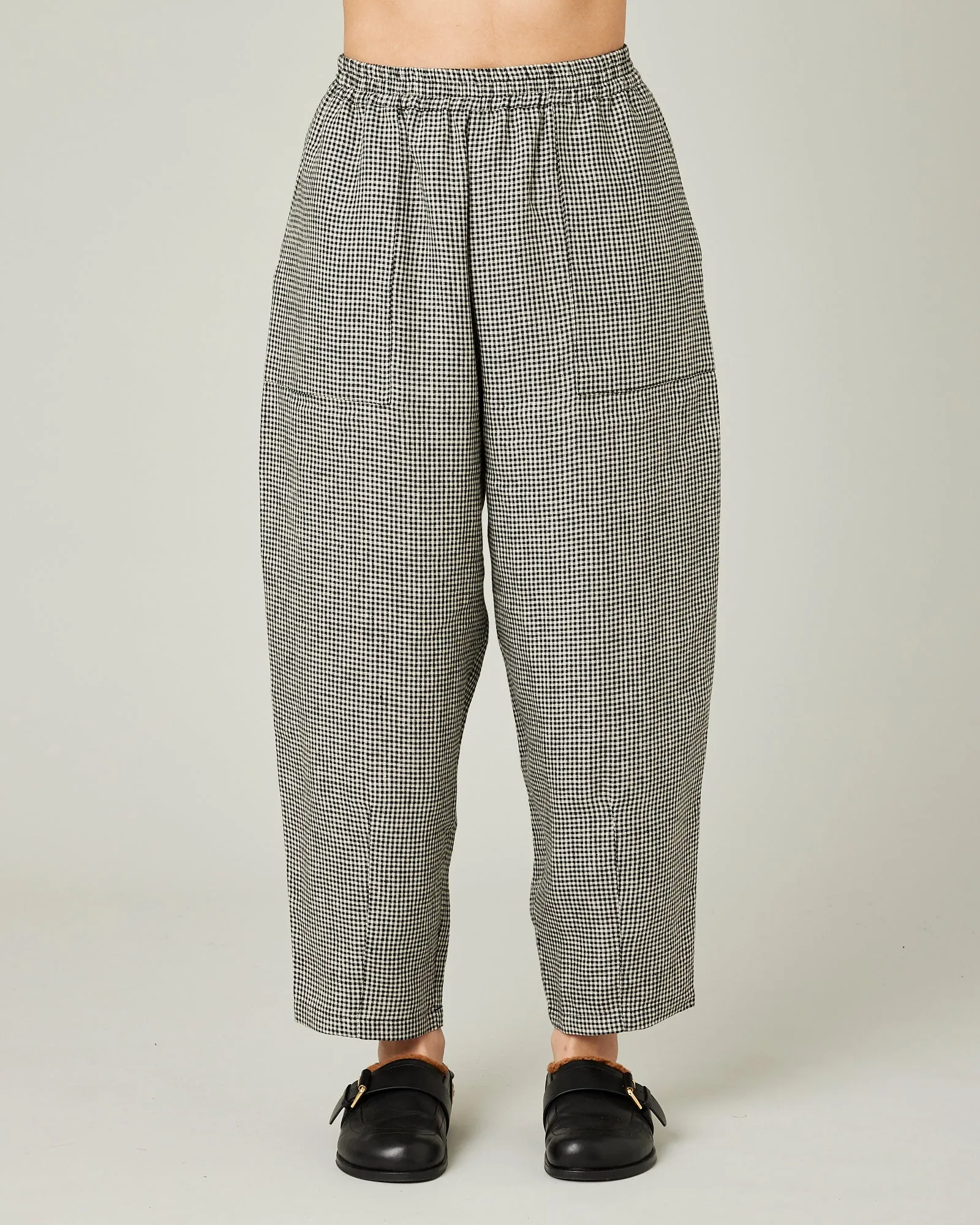 Huxley Black & Stone Micro Gingham Linen Trousers