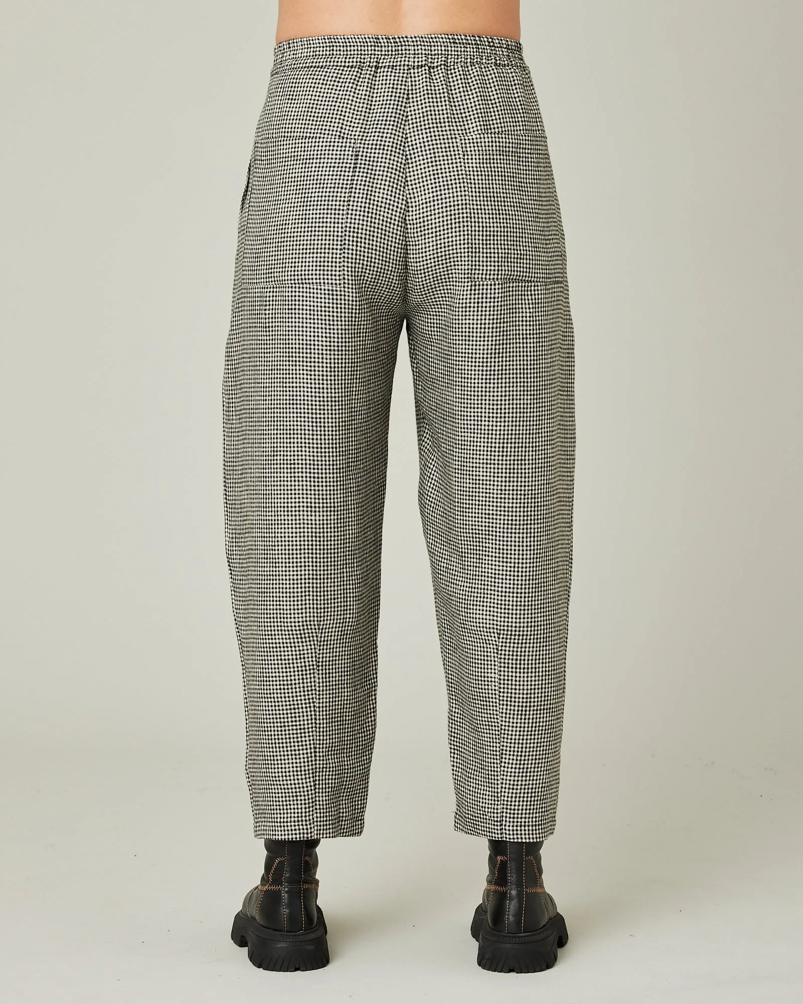 Huxley Black & Stone Micro Gingham Linen Trousers