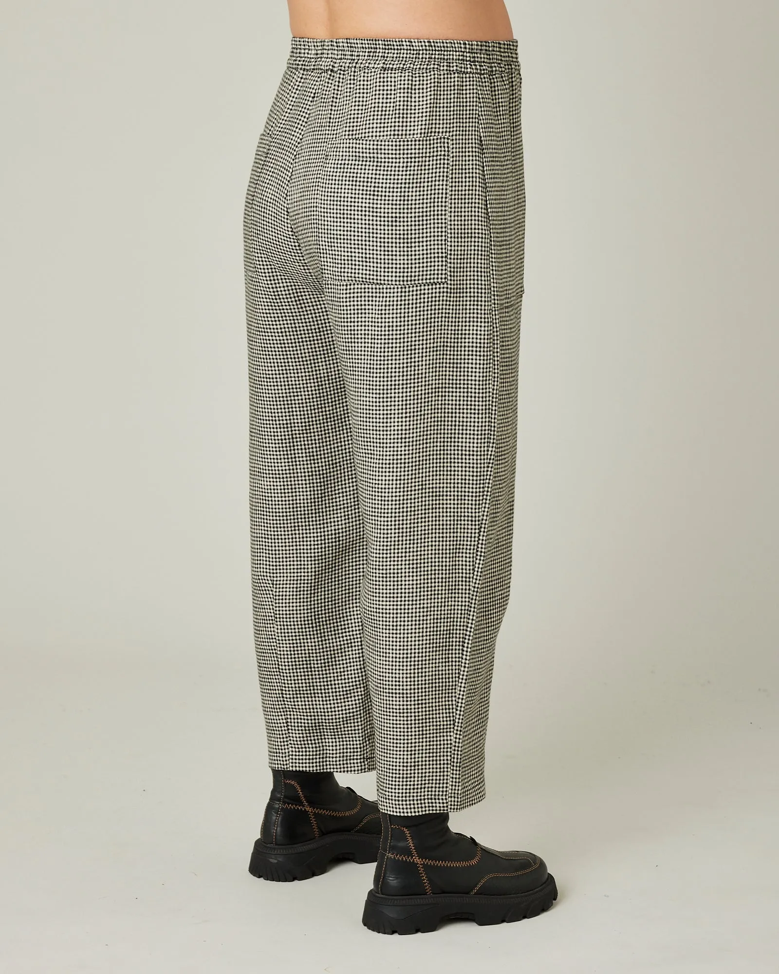 Huxley Black & Stone Micro Gingham Linen Trousers