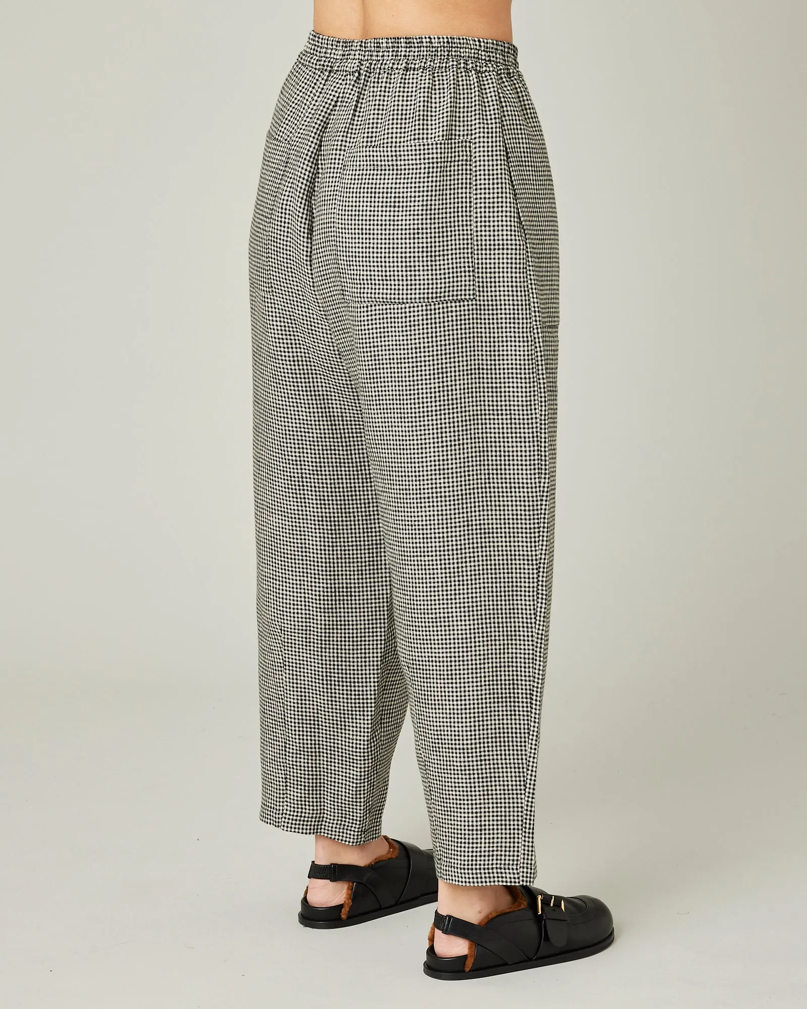 Huxley Black & Stone Micro Gingham Linen Trousers