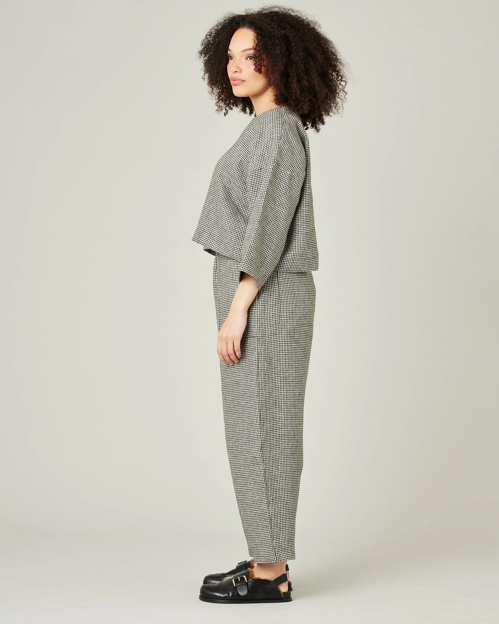 Huxley Black & Stone Micro Gingham Linen Trousers