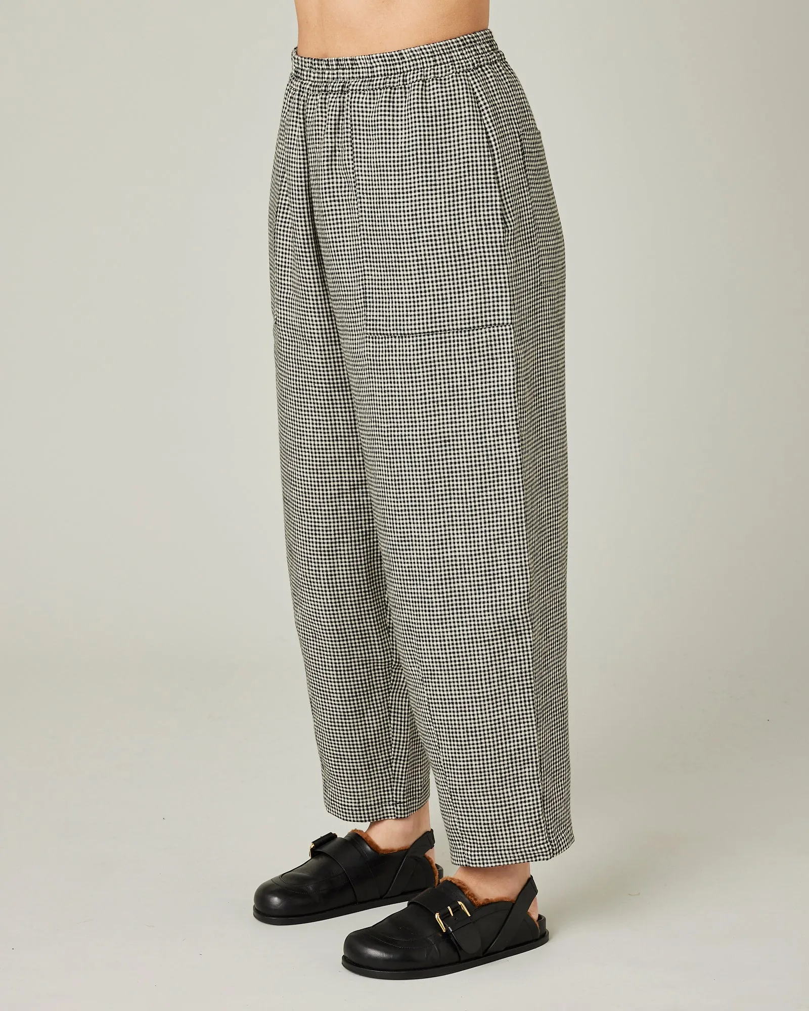 Huxley Black & Stone Micro Gingham Linen Trousers