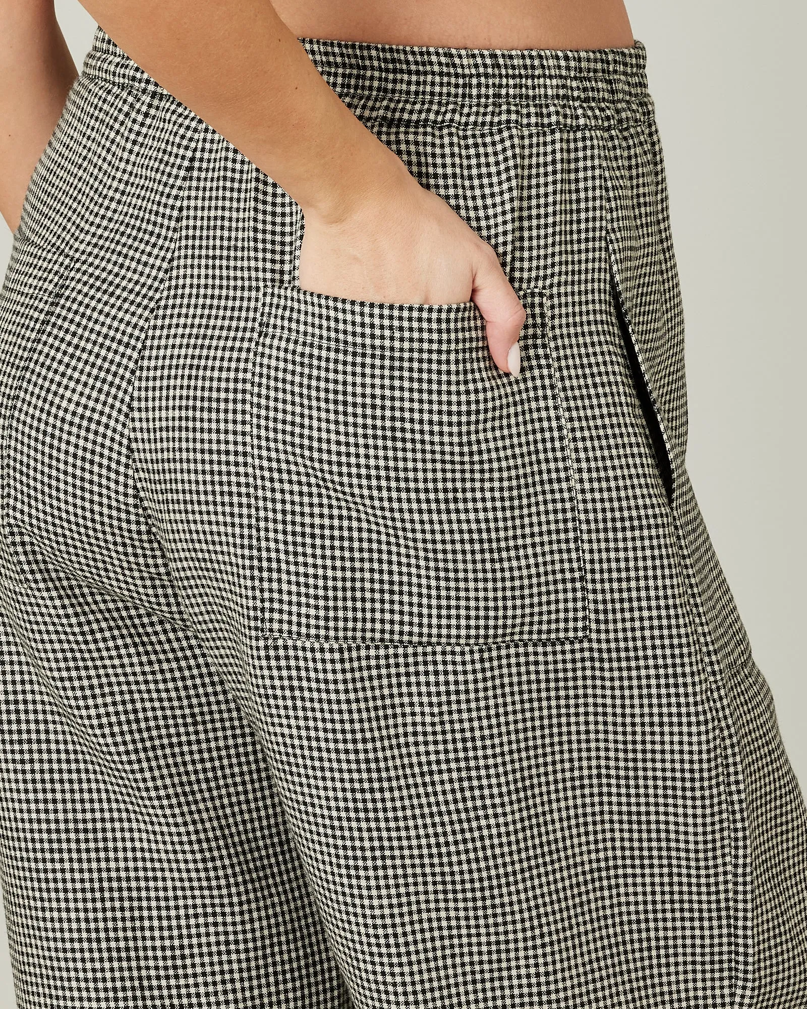 Huxley Black & Stone Micro Gingham Linen Trousers