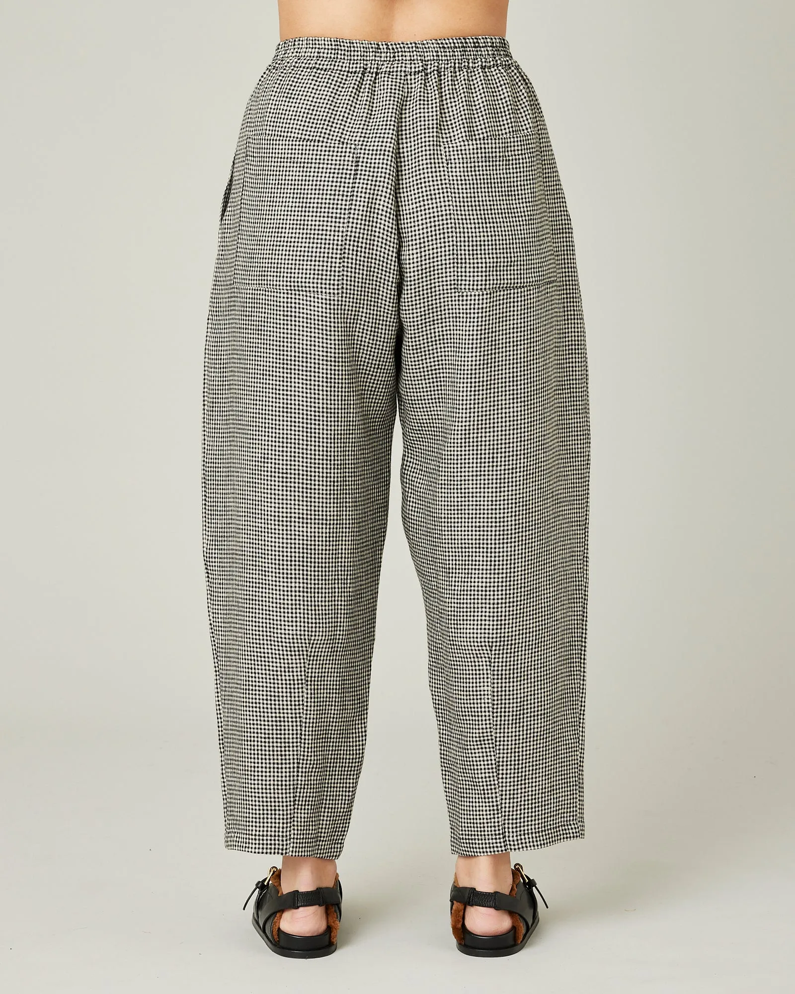 Huxley Black & Stone Micro Gingham Linen Trousers