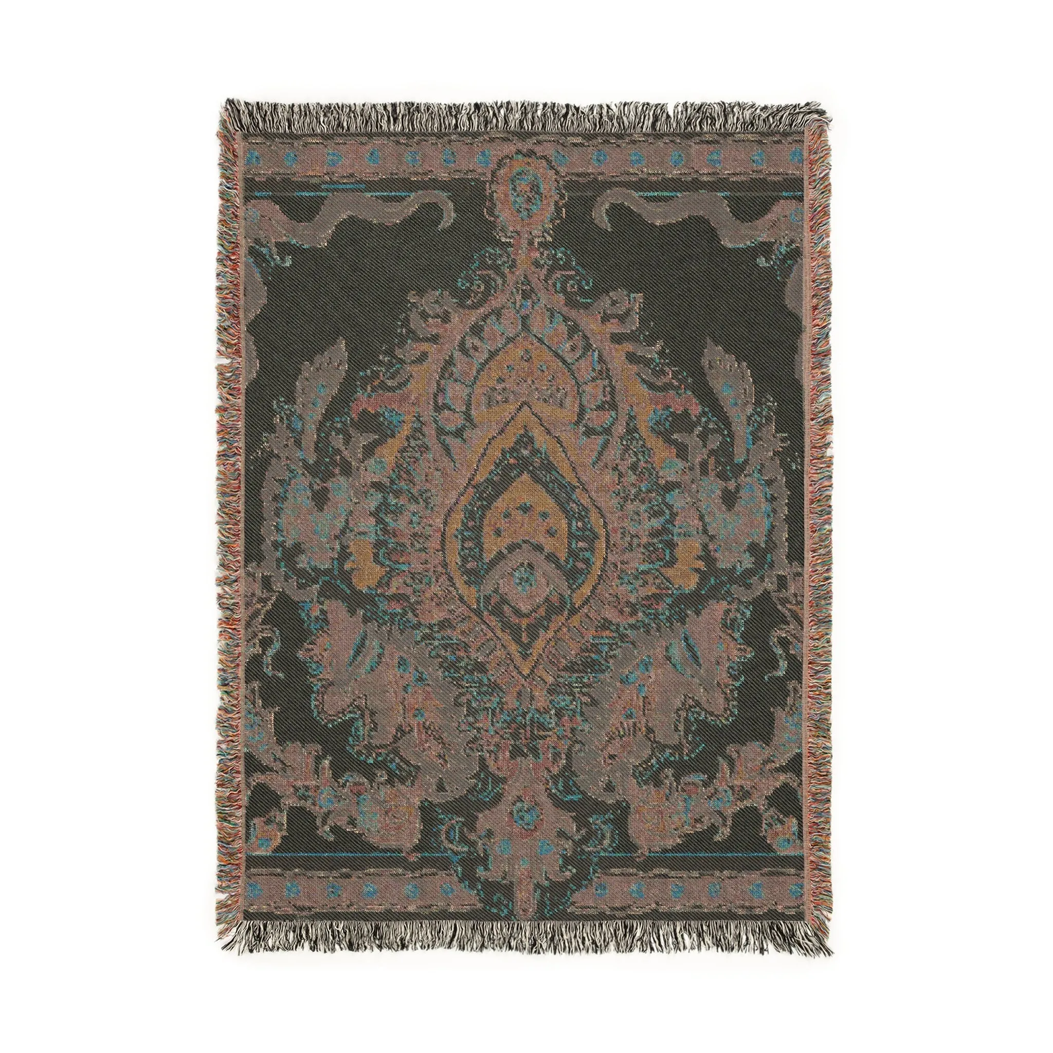 Intricate Floral and Serpentine Woven Blanket