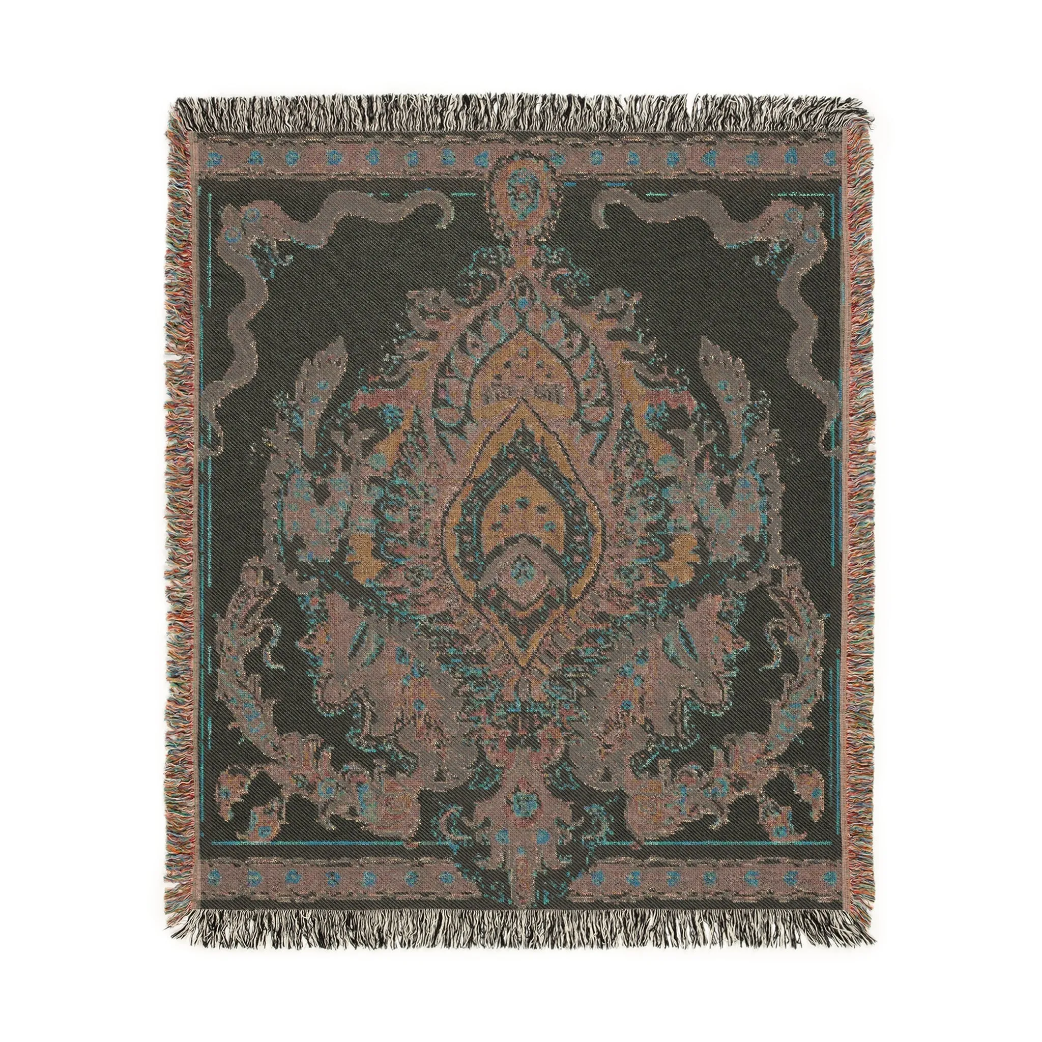 Intricate Floral and Serpentine Woven Blanket