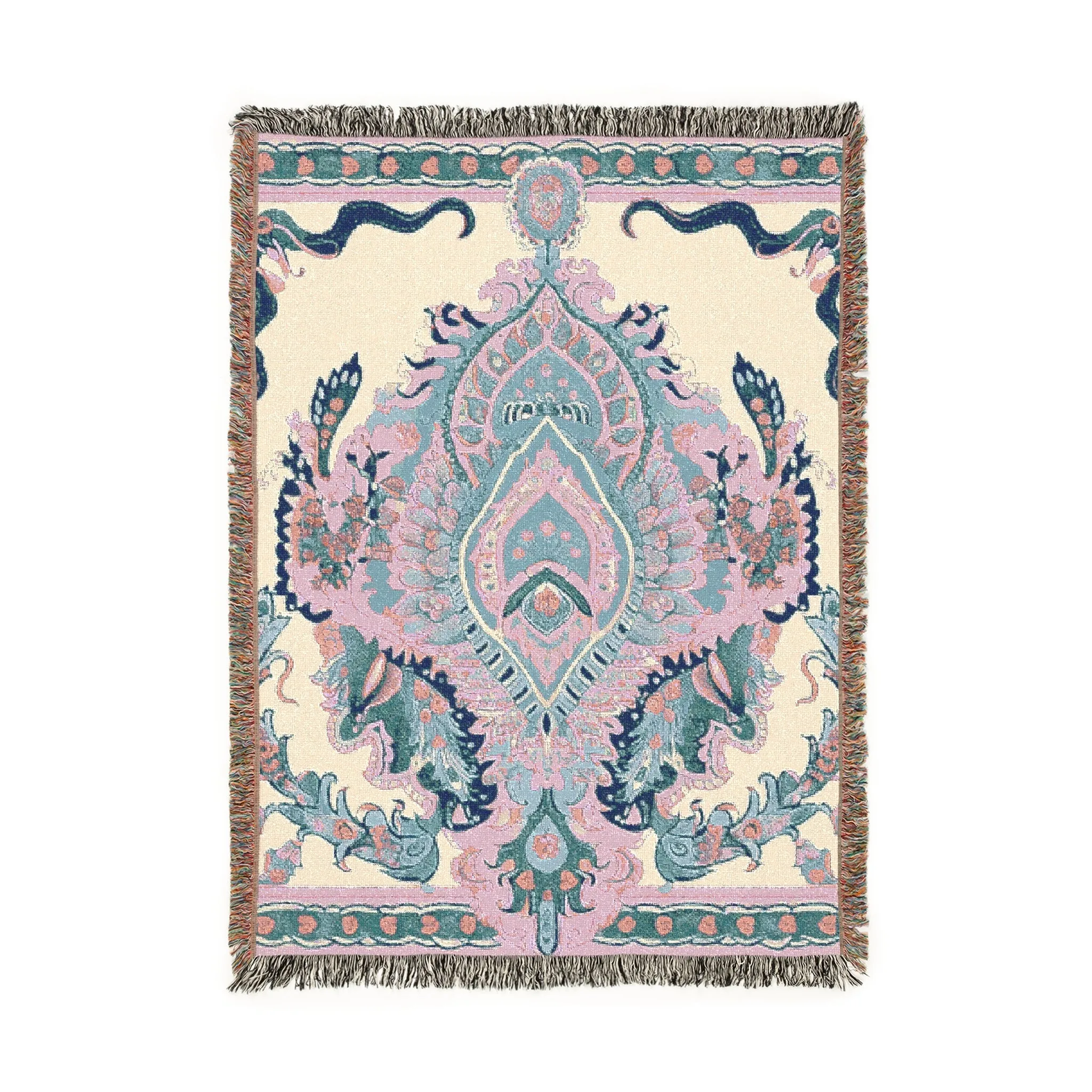 Intricate Floral and Serpentine Woven Blanket
