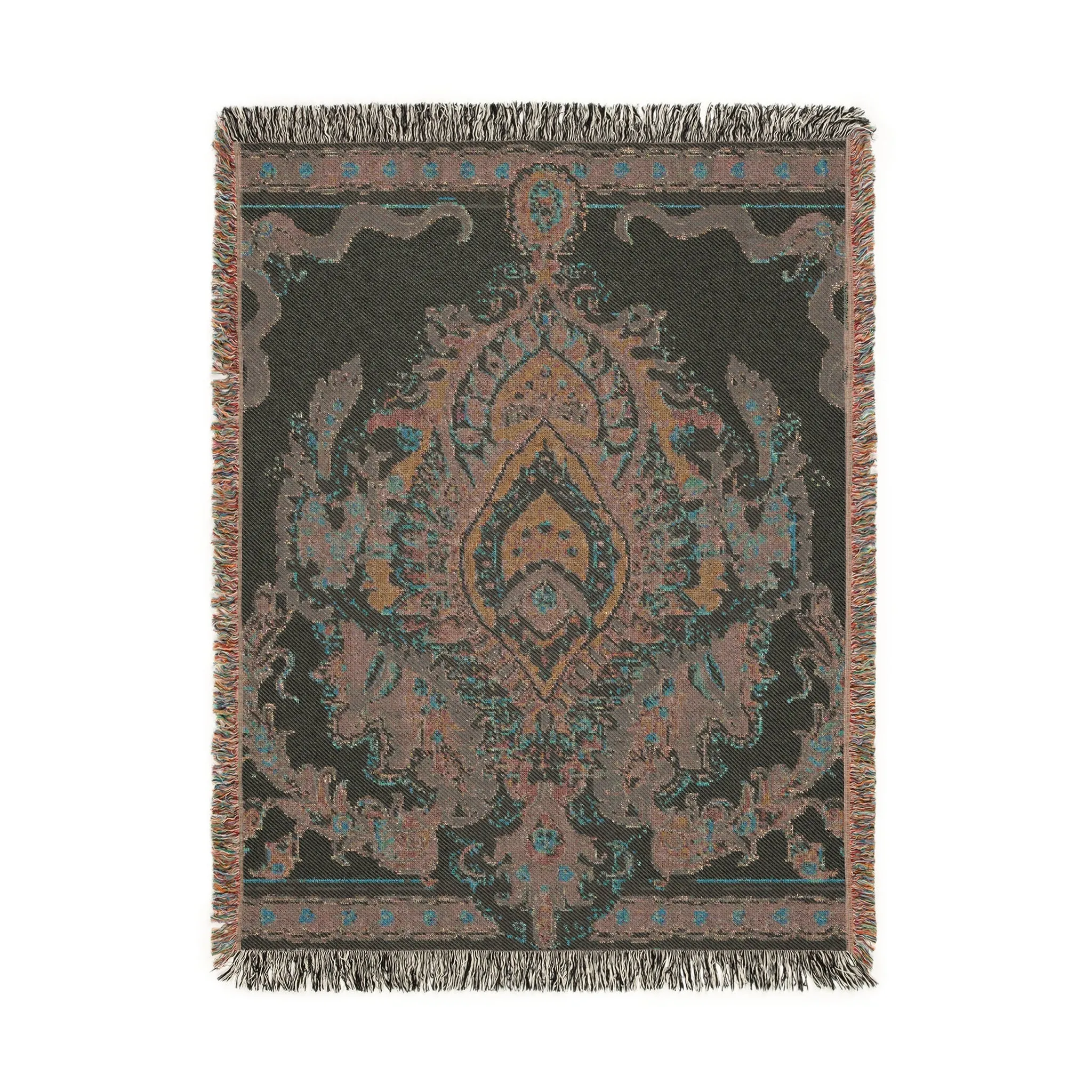 Intricate Floral and Serpentine Woven Blanket