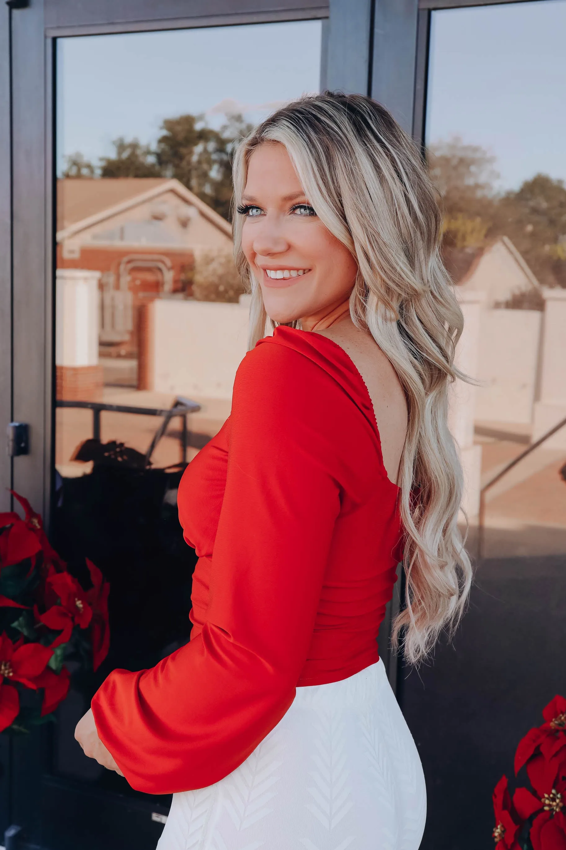 Ivy Ruched Crop Top - Red