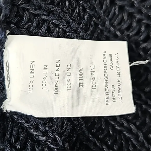 J Crew Sweater Women’s 100% Linen Textured Beach Loose Knit Blue Size Large