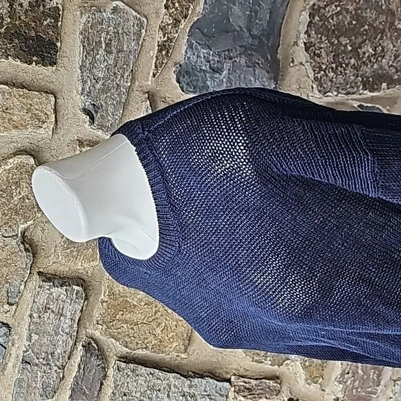 J Crew Sweater Women’s 100% Linen Textured Beach Loose Knit Blue Size Large
