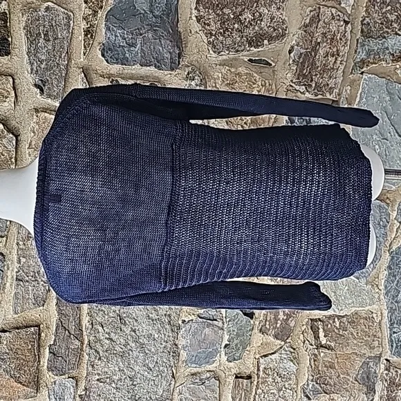 J Crew Sweater Women’s 100% Linen Textured Beach Loose Knit Blue Size Large