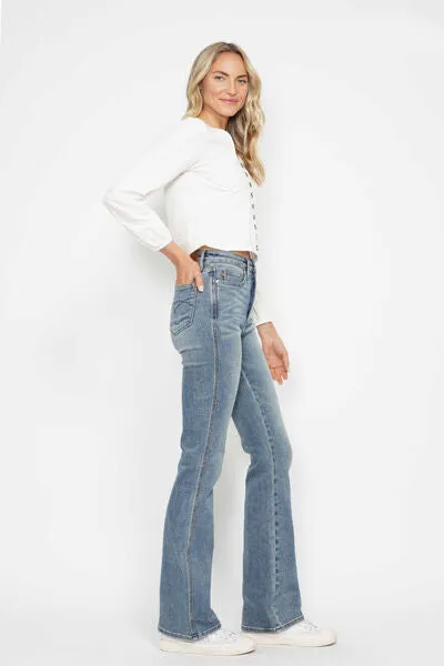 Judy Blue Full Size Tummy Control Back Embroidered Pocketed Bootcut Jeans Plus Size