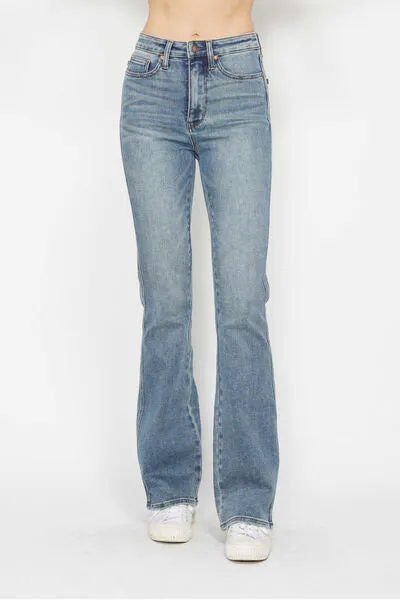 Judy Blue Full Size Tummy Control Back Embroidered Pocketed Bootcut Jeans Plus Size