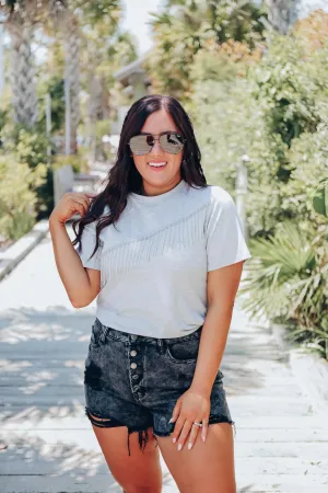 Just Sparkle Rhinestone Tee - Grey