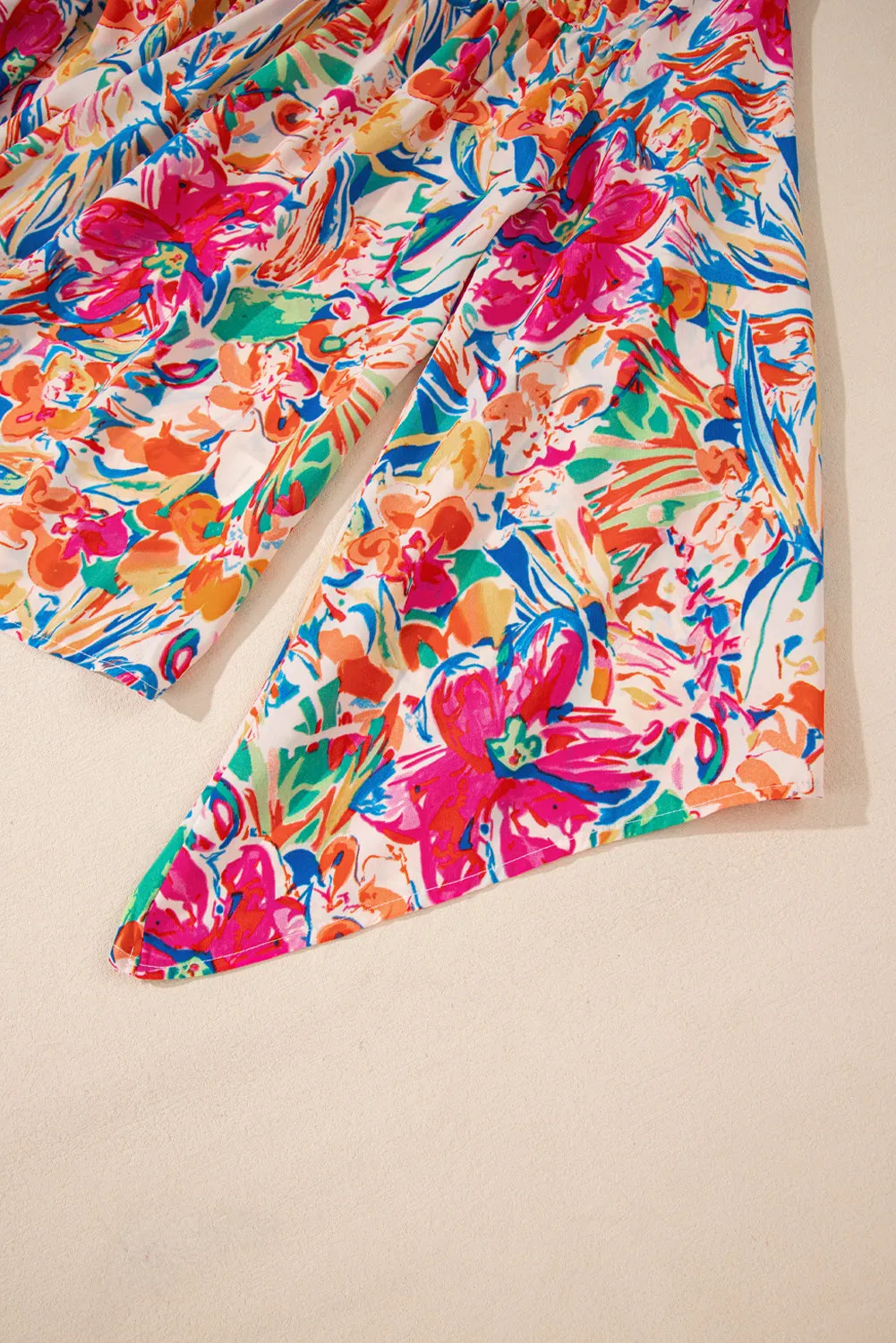 KaleaBoutique Stylish Floral Print Bell Sleeve V Neck Blouse