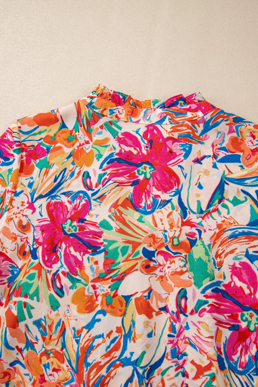 KaleaBoutique Stylish Floral Print Bell Sleeve V Neck Blouse