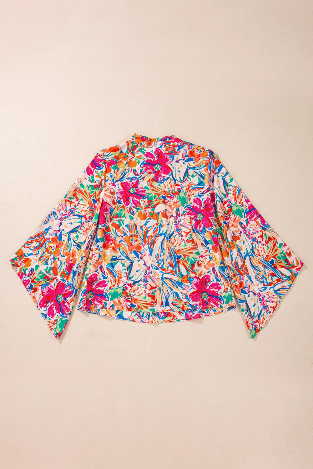 KaleaBoutique Stylish Floral Print Bell Sleeve V Neck Blouse