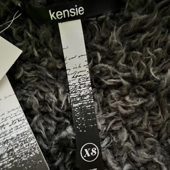 KENSIE | Gray Shaggy Waterfall Faux Fur Vest