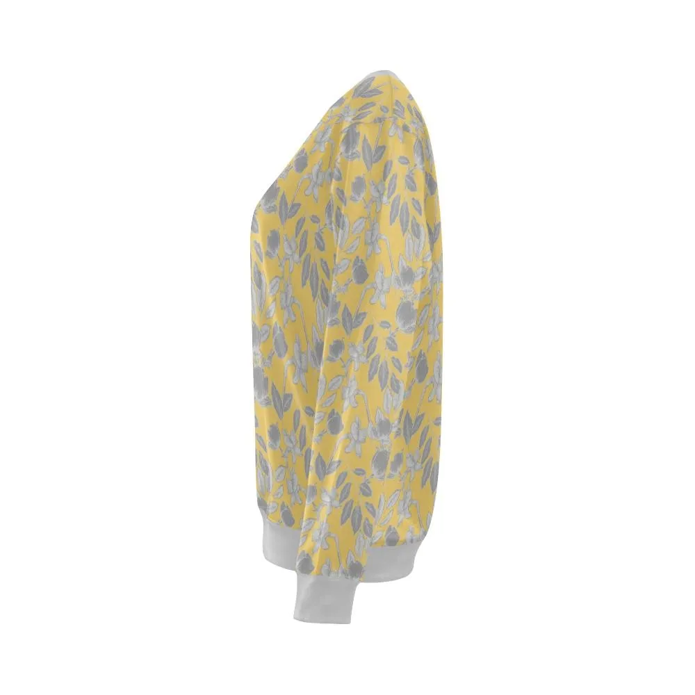 Lacey Yellow Grey Crewneck Top