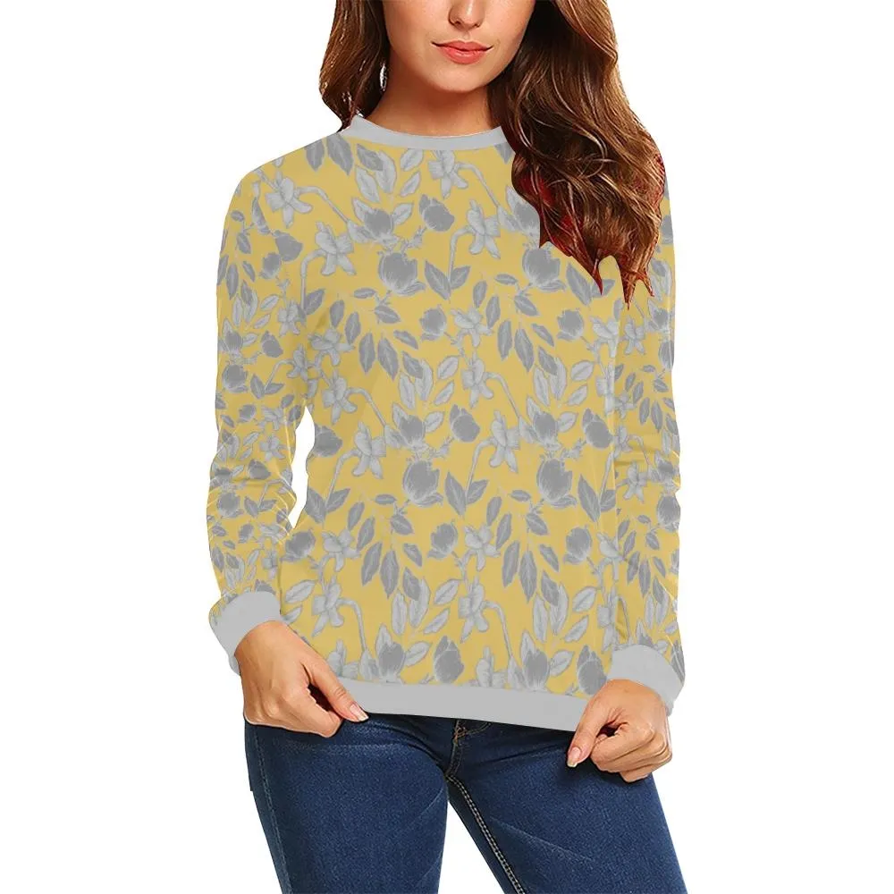 Lacey Yellow Grey Crewneck Top