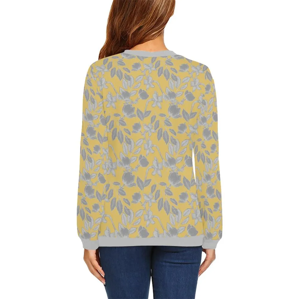 Lacey Yellow Grey Crewneck Top