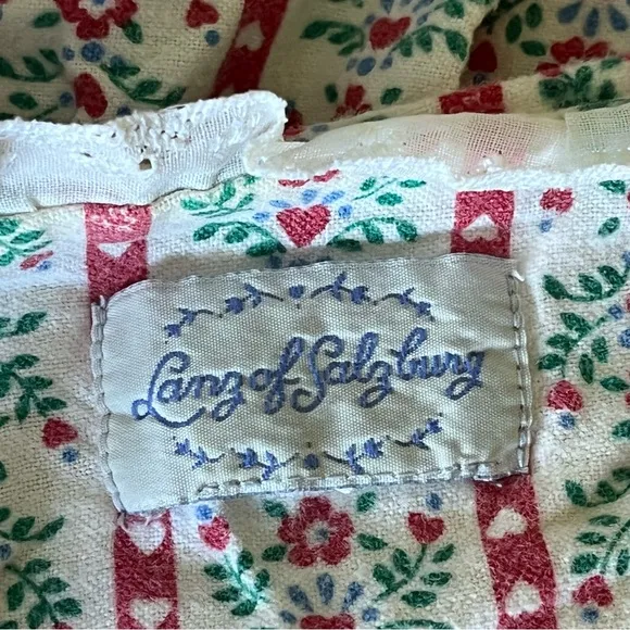 Lanz of Salzburg Floral and Heart Long-Sleeve Nightgown - Size Medium/Large