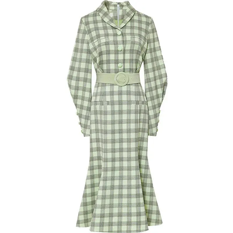 Lapel Neck Fishtail Midi Dress - Stylish Womens Dress