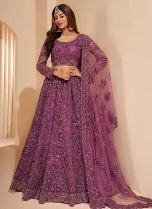Lilac Purple Floral Embroidered Stylish Lehenga Choli