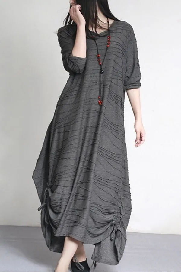 Linen Solid Color Maxi Dress