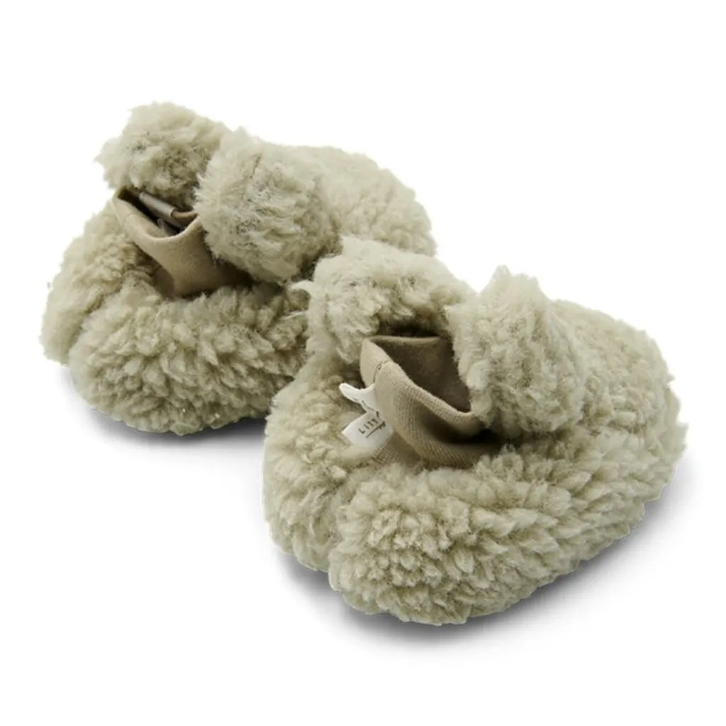 LITTLE DUTCH Teddy booties - Soft Green