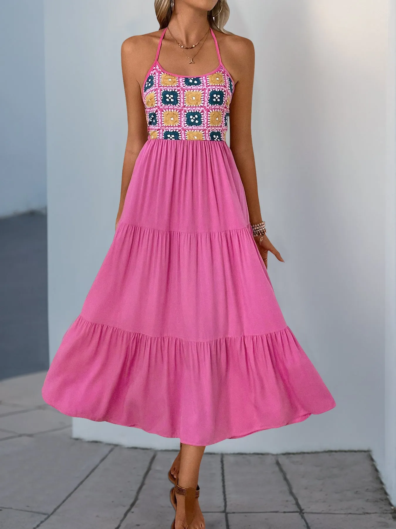 Lola Crochet-Top Tiered Sundress
