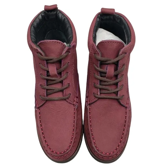 Marc Joseph | NIB Gramercy Wine Nubuck Leather Preppy High Top Booties Girl's 12