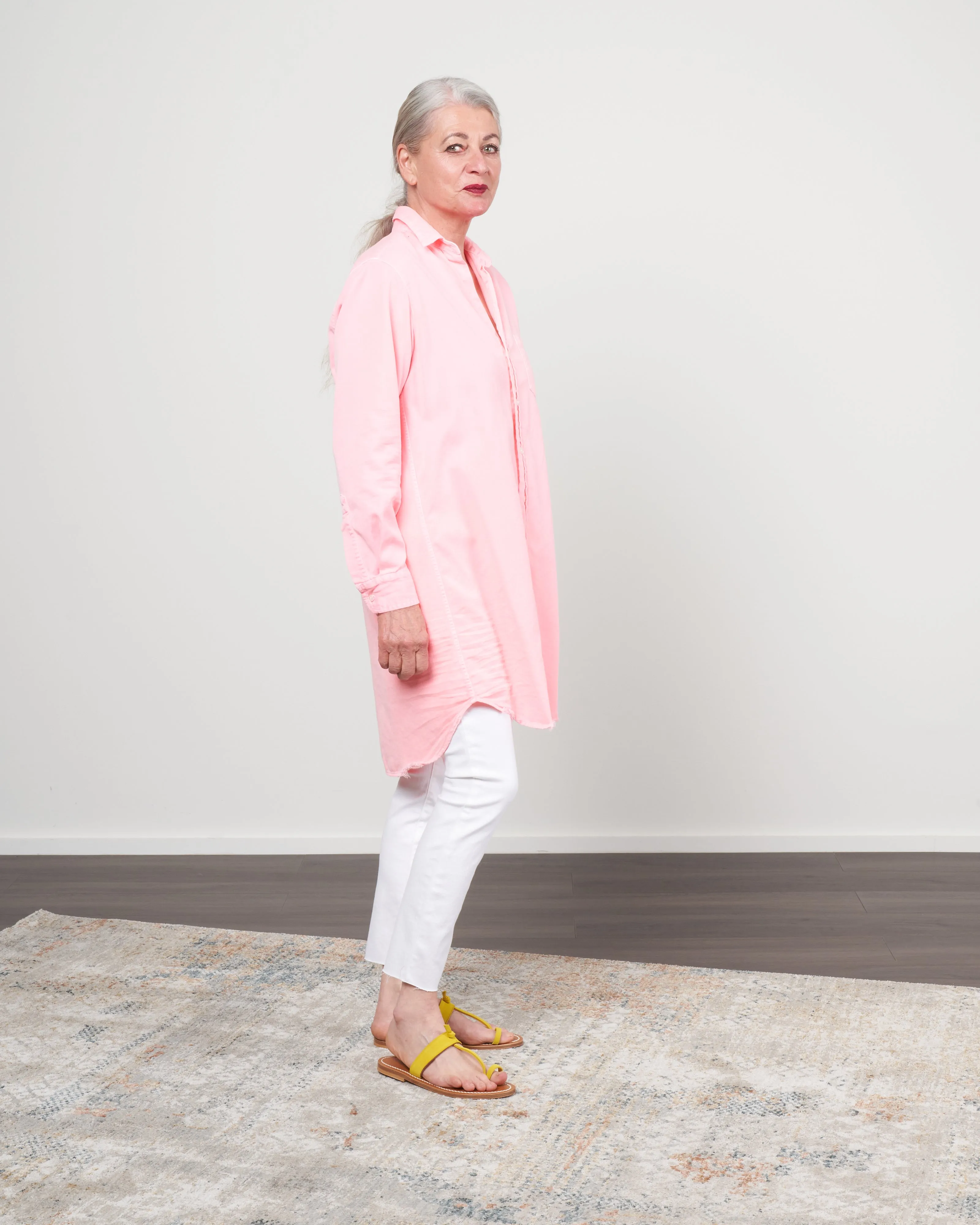 mary woven button up dress - watermelon