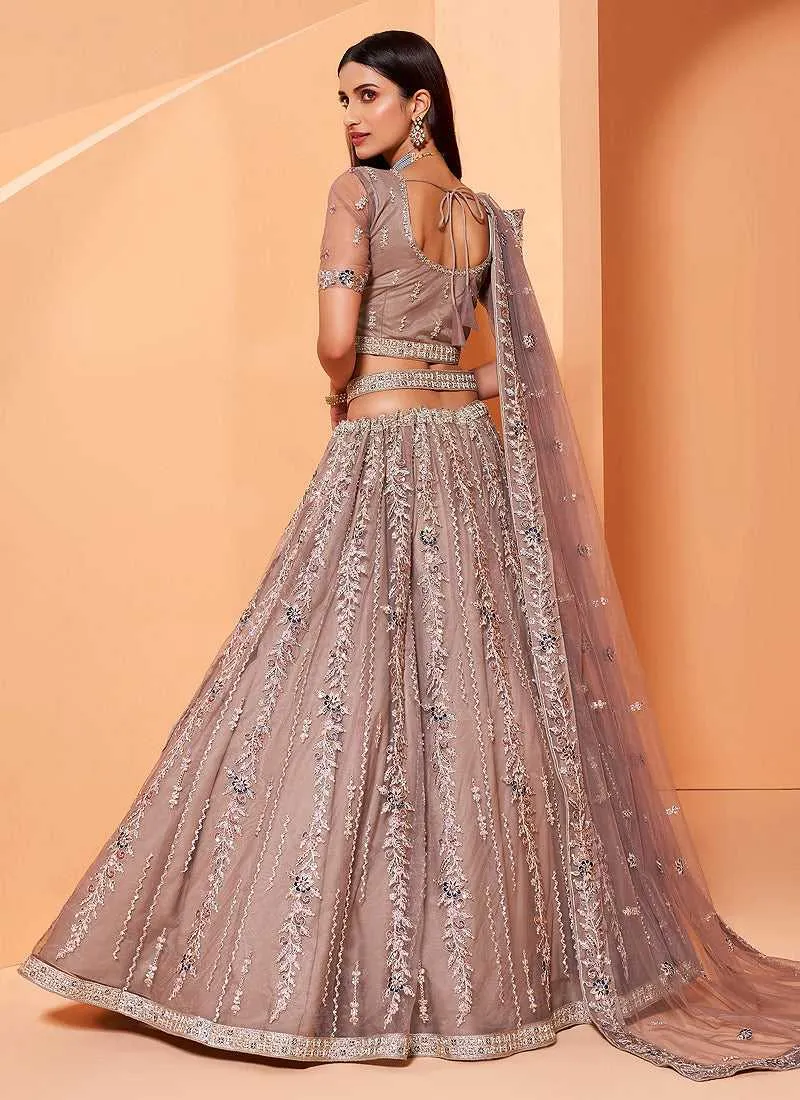 Mauve Heavy Floral Embroidered Stylish Lehenga Choli