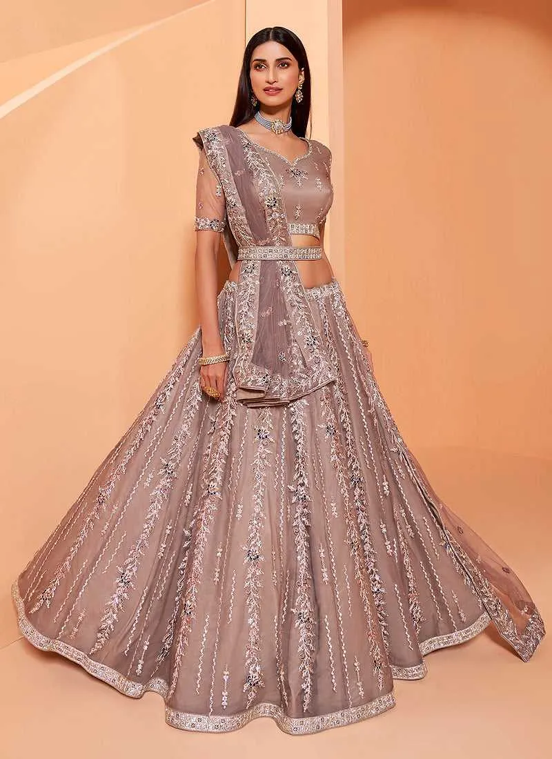 Mauve Heavy Floral Embroidered Stylish Lehenga Choli