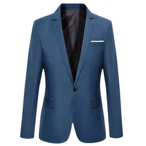 Men's Stylish Solid Color Turn Down Collar Slim Fit Suit