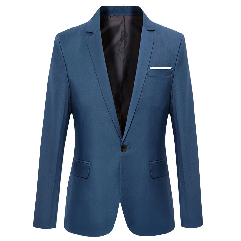 Men's Stylish Solid Color Turn Down Collar Slim Fit Suit
