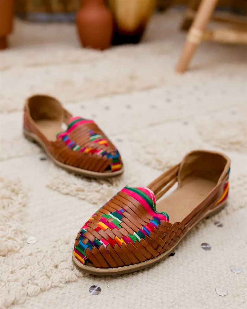 Mexican Brown Leather Huarache Sandals