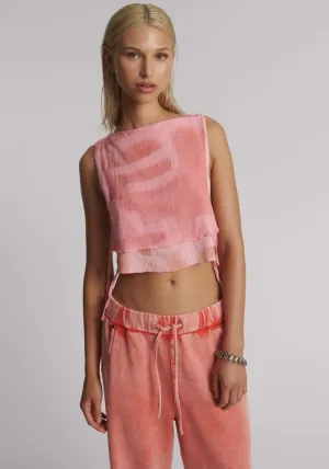 Moai Hand Painted Muslin Double Layer Top - Pink