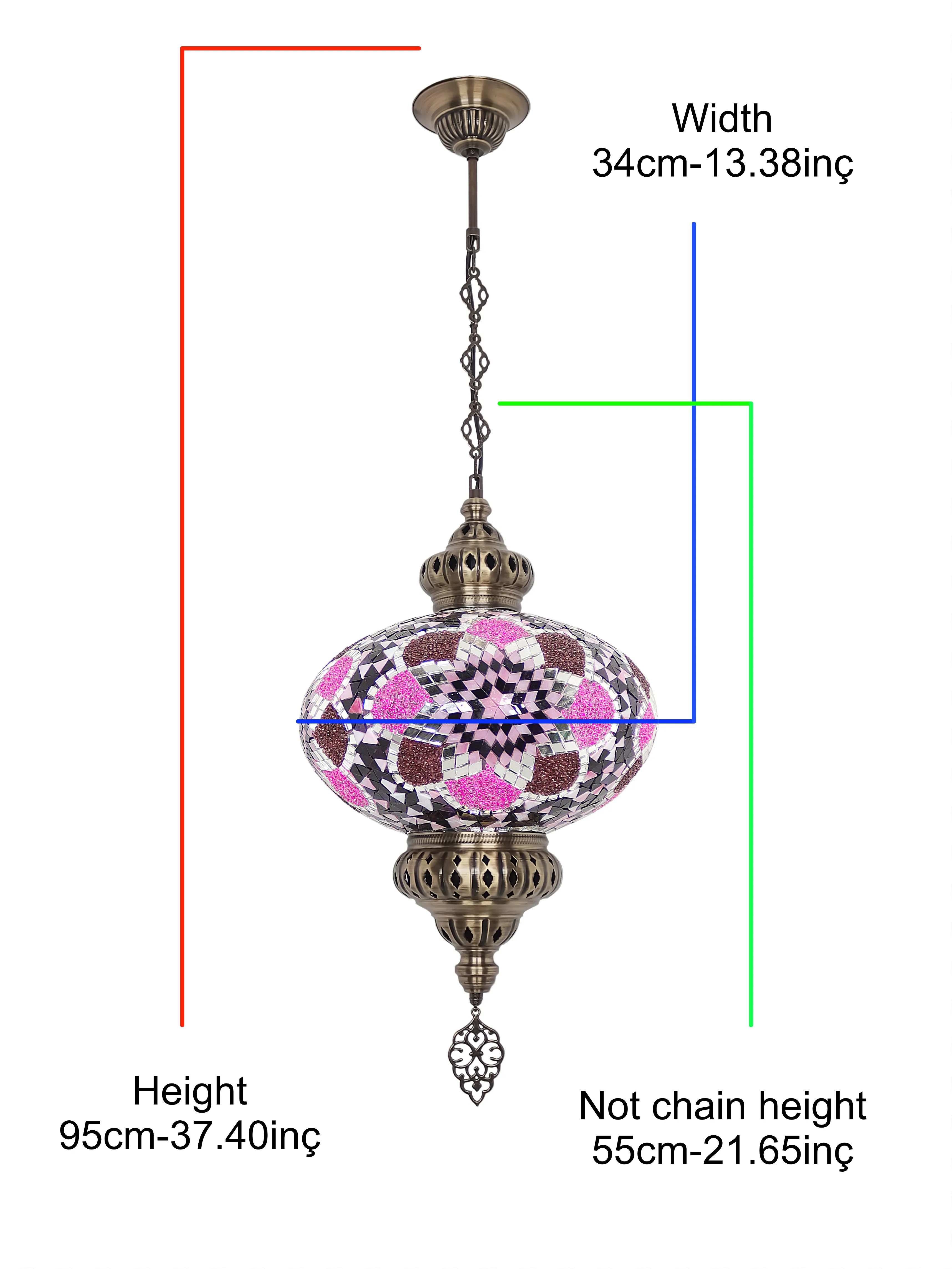 Mosaic Hanging Lamp 13.40'' Big globe