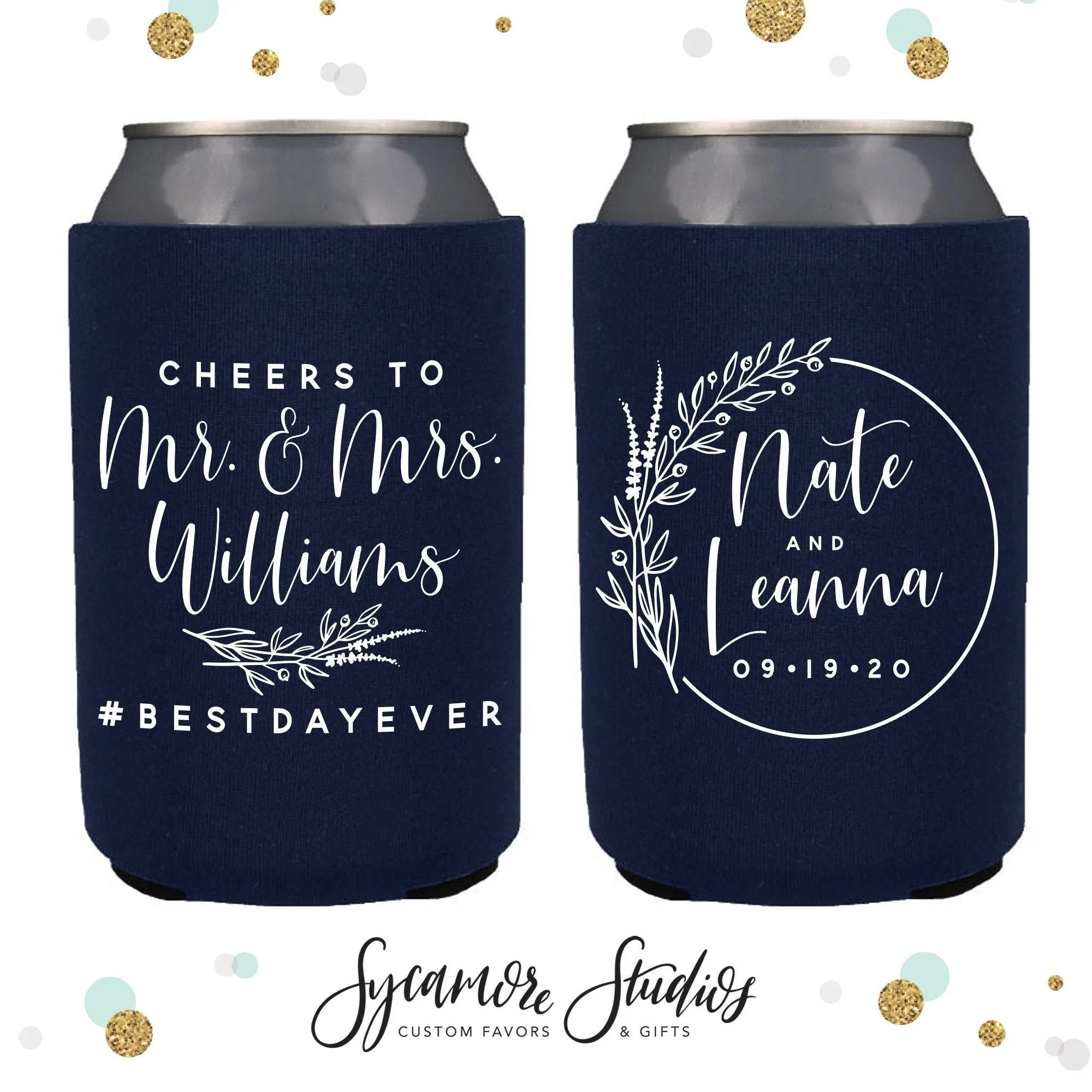 Neoprene Wedding Can Cooler #140 - Cheers to The Mr and Mrs