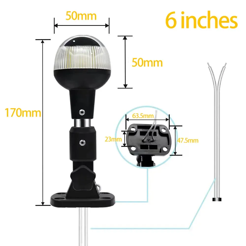 NEW Fold Down 360 Degree LED Boat Navigation Light for Yacht Marine Anchor Light