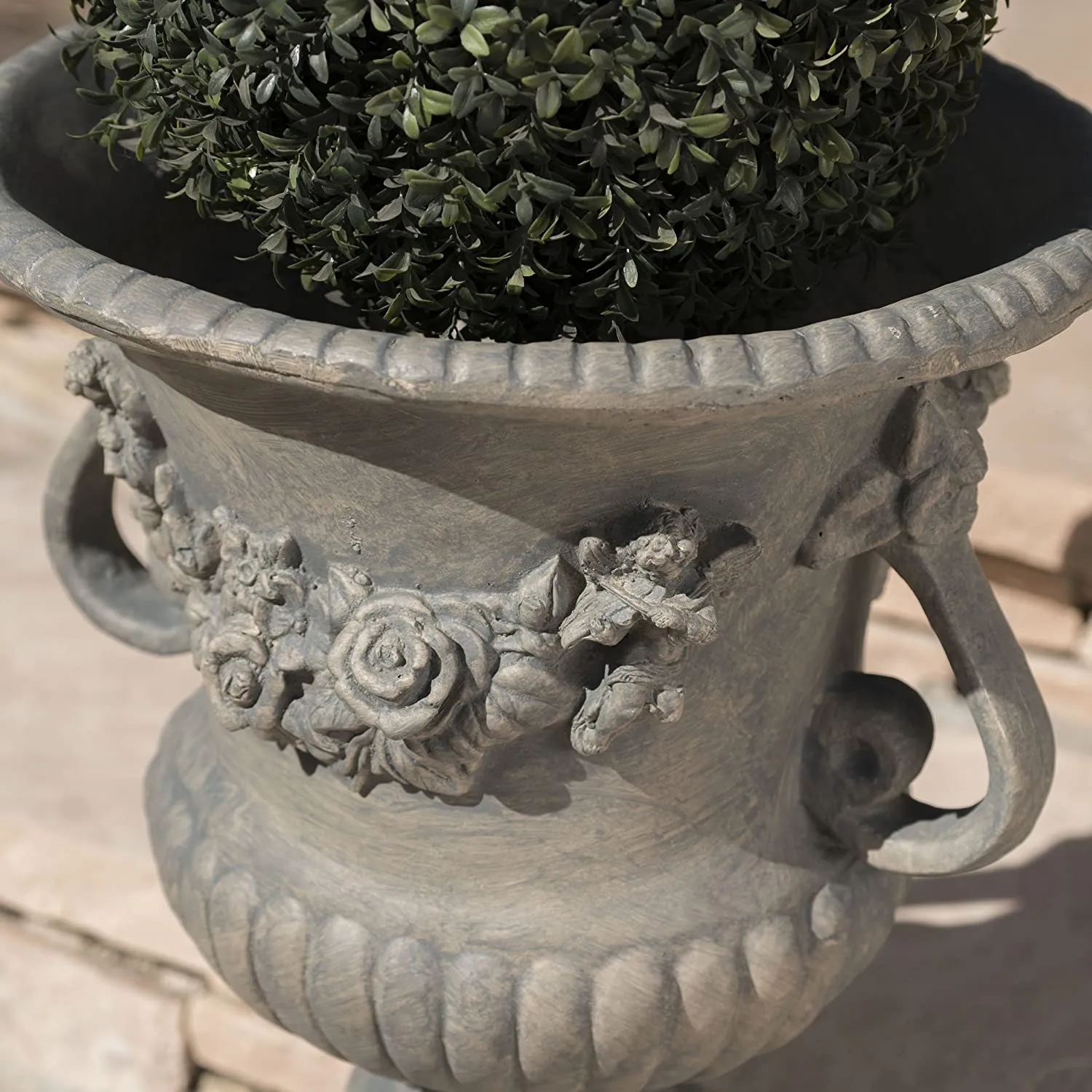 New in box! Great Deal Furniture 304067 Bunny Vista Outdoor Antique Grey Finish Light Weight Concrete Urn, Retails $230 
