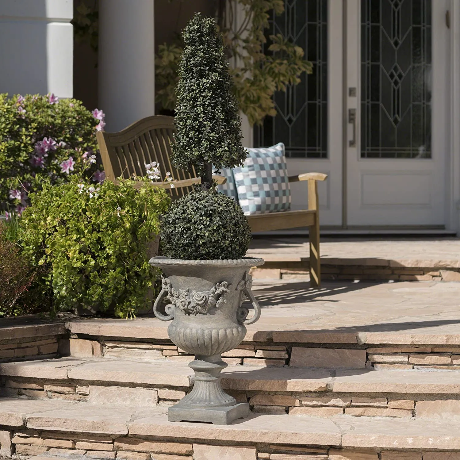 New in box! Great Deal Furniture 304067 Bunny Vista Outdoor Antique Grey Finish Light Weight Concrete Urn, Retails $230 