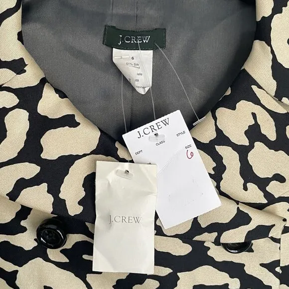 NEW J. Crew Double Breasted Silk Wool Blend Blazer Jacket Women's Size 6 Stylish