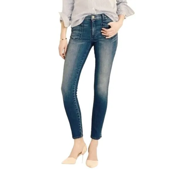 NEW McGuire Inez Patch Slim Blue Jeans in Lighthouse‎ Wash, Size 32